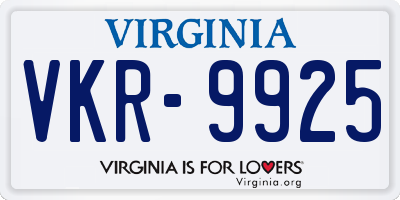 VA license plate VKR9925
