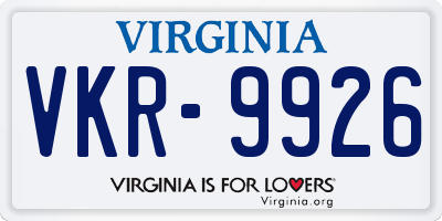 VA license plate VKR9926