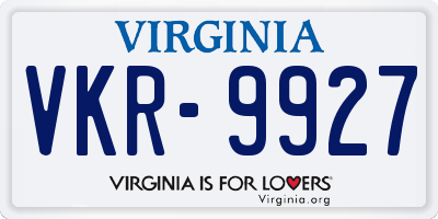 VA license plate VKR9927