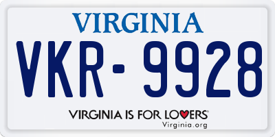 VA license plate VKR9928