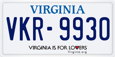 VA license plate VKR9930
