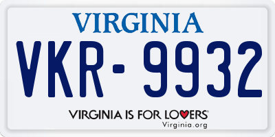 VA license plate VKR9932