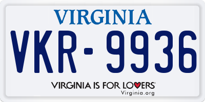 VA license plate VKR9936