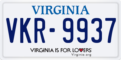 VA license plate VKR9937