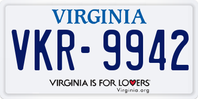 VA license plate VKR9942