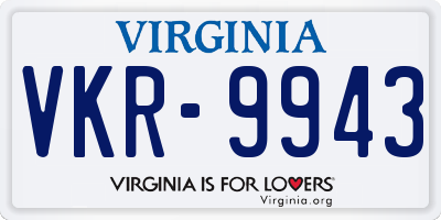 VA license plate VKR9943