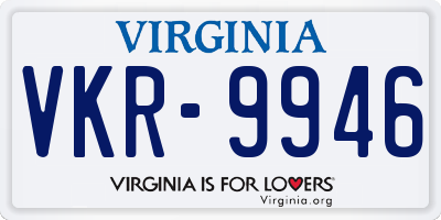 VA license plate VKR9946