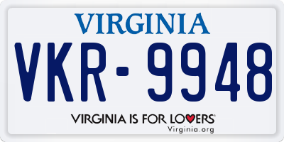 VA license plate VKR9948