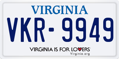 VA license plate VKR9949