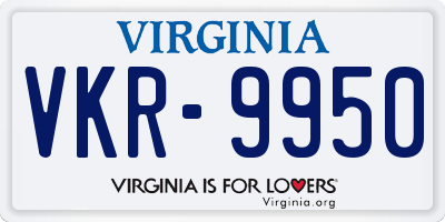 VA license plate VKR9950