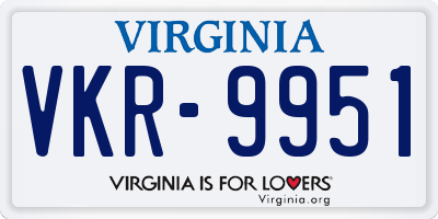 VA license plate VKR9951