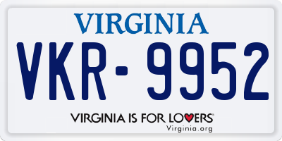 VA license plate VKR9952