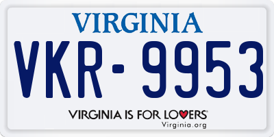 VA license plate VKR9953