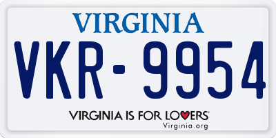 VA license plate VKR9954