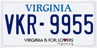 VA license plate VKR9955