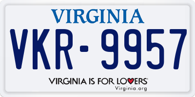 VA license plate VKR9957