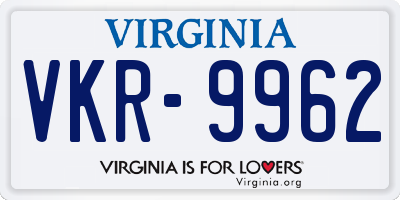 VA license plate VKR9962