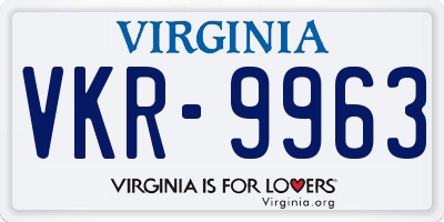VA license plate VKR9963