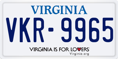 VA license plate VKR9965