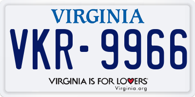 VA license plate VKR9966