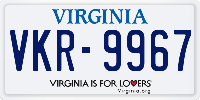 VA license plate VKR9967