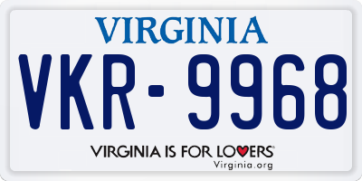 VA license plate VKR9968