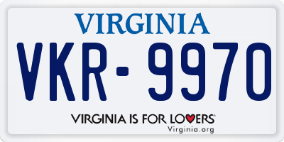 VA license plate VKR9970
