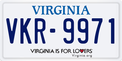 VA license plate VKR9971