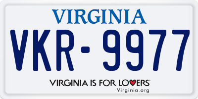 VA license plate VKR9977