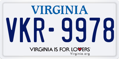 VA license plate VKR9978