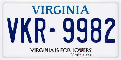 VA license plate VKR9982