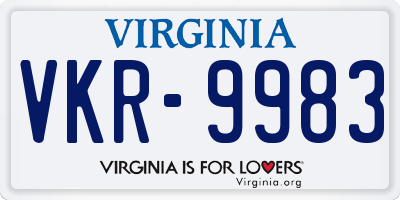 VA license plate VKR9983