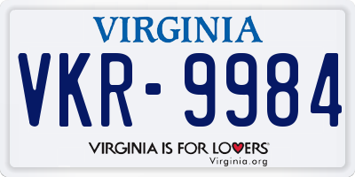 VA license plate VKR9984