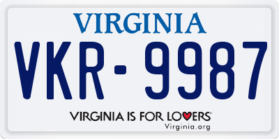 VA license plate VKR9987