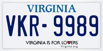 VA license plate VKR9989