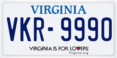 VA license plate VKR9990