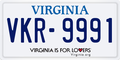 VA license plate VKR9991