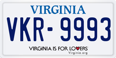 VA license plate VKR9993