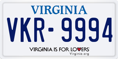 VA license plate VKR9994