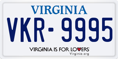 VA license plate VKR9995