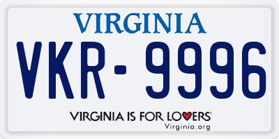 VA license plate VKR9996