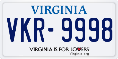 VA license plate VKR9998