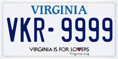 VA license plate VKR9999