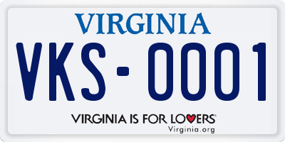 VA license plate VKS0001