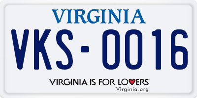 VA license plate VKS0016