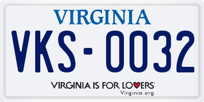 VA license plate VKS0032