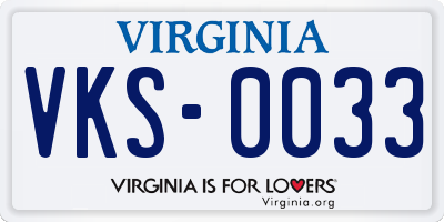 VA license plate VKS0033