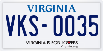 VA license plate VKS0035