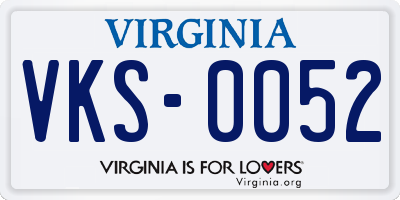 VA license plate VKS0052