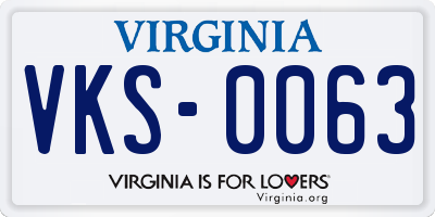 VA license plate VKS0063